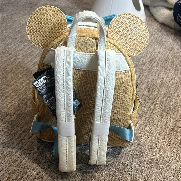 Loungefly Disney Minnie Mouse Raffia Floral Ears Mini Backpack - Picture 2 of 6